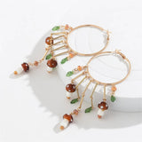 Cute Mini Mushroom & Leaf Tassel Earrings for Women