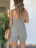 Women's Leisure U Neck Sleeveless Strappy Romper for Holiday & Beach