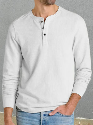 Men's Slim Fit Long Sleeve Knitted Henley Shirts