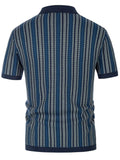 Men's Thai Stripe Lapel Short Sleeve Slim Fit Knit Shirt