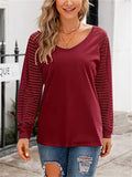 Ladies Daily V Neck Visible Long Sleeve Shirt