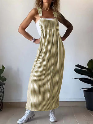 Female Contrast Color Striped Sleeveless Strappy Dress