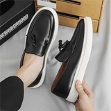 Smooth Leather Tassels Slip-on Flats for Male