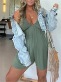 Beach Holiday Sleeveless Loose Strappy Rompers for Women