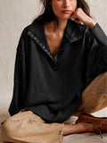 Oversized Side Split Lantern Sleeve Sweatshirt for Women