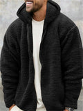 Men's Fashion Cozy Zip Up Plush Hooded Outerwear