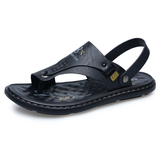 Male Breathable Genuine Leather Flip Flops Sandals