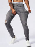 Men's Street Style Ripped Elasticity Summer Skinny Jeans