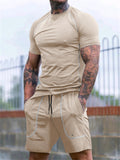 Men's Summer Sports Body Fit Shirts + Loose Shorts