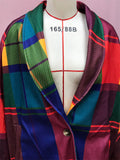 Bright Color Block One Button Lapel Coat for Women