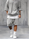 V-neck Fake-two-piece T-shirt Shorts Men's Trendy Set