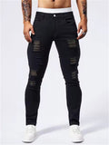 Men's Punk Rock Patchwork Sequined Black Jeans