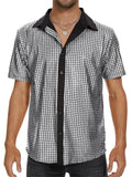 Men's Party Bar Sparkling Sequins Short Sleeve Shirt