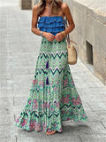 Bohemian Wavy & Checked Print Flowy Skirt for Women