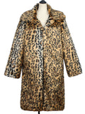 Men's Fluffy Leopard Faux Fur Mid-Length Winter Coat