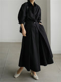 Elegant Simple V-Neck Long Shirt Dress for Women