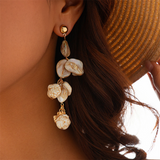 Artificial Beach Shell Pebble Pendant Boho Earrings for Lady