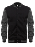 Men's Color Matching Button Up Letterman Jackets