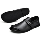 Men's Genuine Leather Buckle Non-Slip Flat Shoes