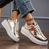 Female Durable Metallic Platform Lace-Up Shoes