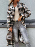 Women's Leisure Candy Color Lapel Extended Plaid Shirt