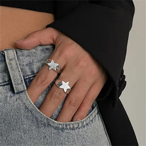 Fashionable Simple 2Pcs/Set Star Rings for Women