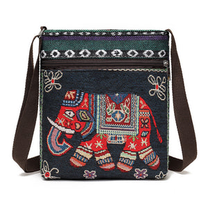 Ladies Cute Animal Embroidered Canvas Crossbody Bags