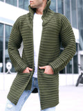 Men's High Collar Knitted Solid Color Cardigan Sweater