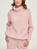 Autumn Warm Macaron Color High Collar Knitted Sweater for Lady