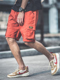 Letter Patch Streetwear Knee Length Cargo Shorts for Men