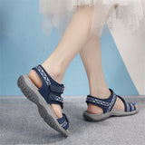 Side Cutout Ethnic Pattern Flat Sandals for Women