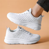 White & Black Classic Breathable Knitted Sports Shoes for Women