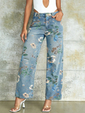 Popular Floral Print Ankle-Length Jeans for Women