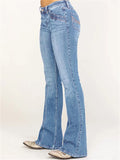 Washed Slim Fit Bootcut Jeans for Women