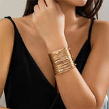 Multilayered Stacked Rhinestone Cuff Bracelets for Women