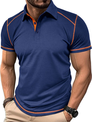 Male Summer Contrast Color Turn-down Collar Polo Shirts