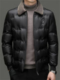 Men's Bee Letter Badge Fur Collar Down Coats