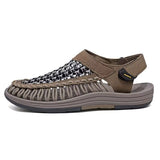 Hollow Out Beach Braided Velcro Sandals for Male