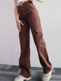 Female Comfort Multi-Pocket Wide Leg Cargo Pants