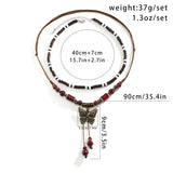 2pcs/Set Wooden Beads Irregular Stone & Butterfly Pendant Necklaces