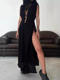 Sexy Hollow Out High Split Beach Dress for Women