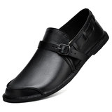 Men's Genuine Leather Buckle Non-Slip Flat Shoes