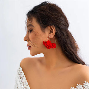 Bohemian Style Rose Petal Hoop Earrings for Women