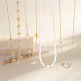 Female 4pcs/Set Daisy Sunflower Heart Graphic Necklaces