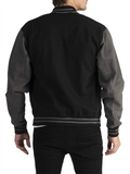 Men's Color Matching Button Up Letterman Jackets