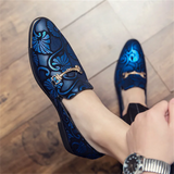 Men's Luxury Vintage Print Slip-On Pointed Toe Dress Shoes