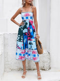 Women's Sexy Cosy Print Sleeveless Large Swing Dresses