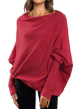 Ladies Oversized Batwing Sleeve Boatneck Knit Sweaters