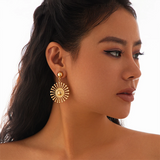 Ancient Greece Aesthetics Shining Sun Drop Earrings for Lady