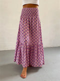 Ethnic Print High-Rise Ruffled Skirt for Women